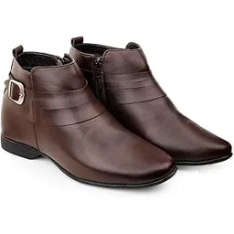 Men's 3.5 Inch Hidden Height Increasing Faux Leather Material with Casual Formal Slipon Boot.