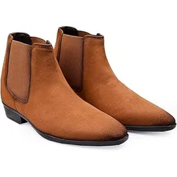 Men's 3.5 Inch Hidden Height Increasing Suede Material with Casual Formal Chelsea Slipon Boot.