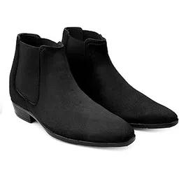 Men's 3.5 Inch Hidden Height Increasing Suede Material with Casual Slipon Formal and Chelsea Boot.