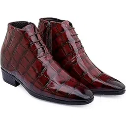 Men's 3.54 Inch Hidden Height Increasing Patent Leather Material, Casual Formal Laceup Oxford Boot.