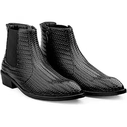 Men's 4 CM Block Heel Height Increasing Casual Formal Slipon Chelsea Boot and Dress Boot