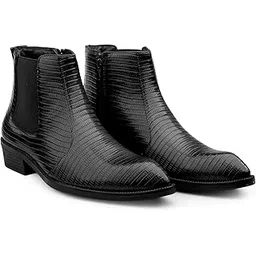 Men's 4 CM Block Heel Height Increasing Faux Leather Material, Casual Formal Slipon Chelsea Boot And Dress Boot