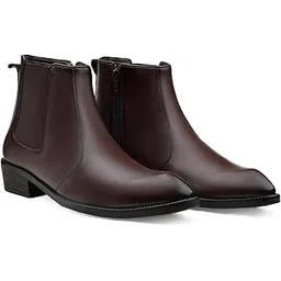 Men's 4 CM Block Heel Height Increasing Faux Leather Material, Casual Formal Slipon Outdoor Chelsea Boot And Dress Boot