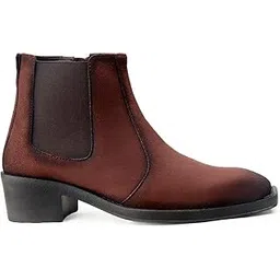Men's 5-6 Cm Block Heel Height Increasing Casual Formal Slipon Chelsea Boot and Outdoor Dress Boot