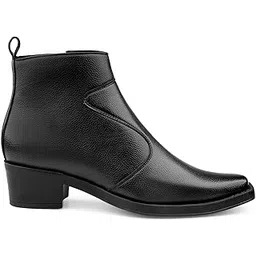 Men's 5-6 Cm Block Heel Height Increasing Faux Leather Material, Casual Formal Slipon Ankle Boot And Dress Boot