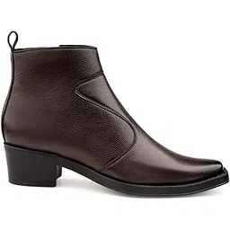 Men's 5-6 Cm Block Heel Height Increasing Faux Leather Material, Casual Formal Slipon Ankle Boot And Dress Boot