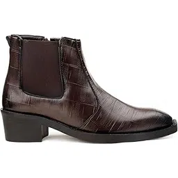 Men's 5-6 Cm Block Heel Height Increasing Faux Leather Material, Casual Formal Slipon Chelsea Boot And Dress Boot