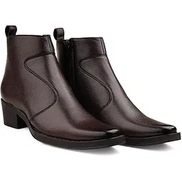 Men's 5.08 Cm Block Heel Height Increasing Casual Formal Slipon Ankle Boot And Outdoor Dress Boot