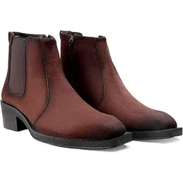 Men's 5.08 Cm Block Heel Height Increasing Casual Formal Slipon Chelsea Boot And Outdoor Wear Dress Boot