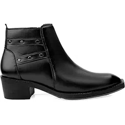 Men's 5.08 CM Block Heel Height Increasing Casual Slipon Ankle Length Formal Boot And Dress Boot