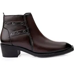 Men's 5.08 CM Block Heel Height Increasing Casual Slipon Ankle Length Formal Boot And Dress Boot