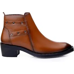Men's 5.08 CM Block Heel Height Increasing Casual Slipon Ankle Length Formal Boot And Dress Boot