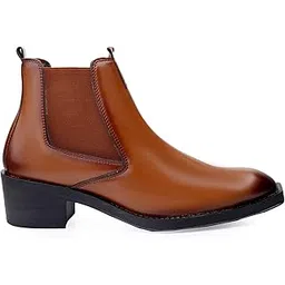 Men's 5.08 Cm Heel Height Increasing Faux Leather Material With Casual Formal Slipon Chelsea Boot And Dress Boot.