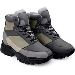 Men's 9 Cm Hidden Height Increasing, Double Color Casual Sneaker Laceup Outdoor Boot.