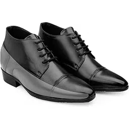 Men's 9 CM Hidden Height Increasing Faux Leather Material, Casual Formal Laceup Dress Boot.