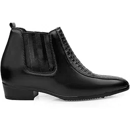 Men's 9 Cm Hidden Height Increasing Faux Leather Material with Stylish Casual Formal Chelsea Slipon Boot.