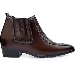 Men's 9 Cm Hidden Height Increasing Faux Leather Material with Stylish Casual Formal Chelsea Slipon Boot.