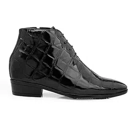 Men's 9 CM Hidden Height Increasing Patent Leather Material, Stylish Casual Formal Laceup Oxford Boot.