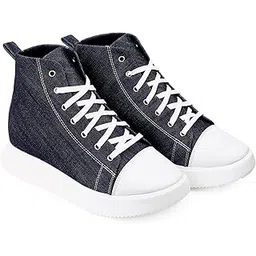 Men's 9.5 CM Hidden Height Increasing Casual Canvas, Sneakers Laceup Light Weight, Ankle Boots.