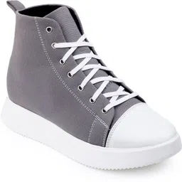 Men's 9.5 CM Hidden Height Increasing Lightweight Black Canvas Casual Shoes Boots For Men