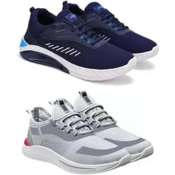 Men’s Active Running Shoes – Lightweight Sports Shoes Pack of Two Multi