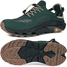 Mens Amphibious Water Shoes Outdoor Hiking Sandals Quick Dry Swim Beach Aqua Shoes Closed Toe Non-Slip for River Fishing Sailing Travel Camping Athletic