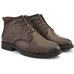 Men's Aurevo PU Leather Ankle Classic Lace-Up Dress Boots | Durable Outsole, Cushioned Insole, Stylish Formal-Casual Chukka