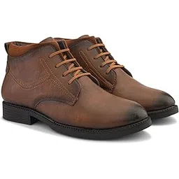 Men's Aurevo PU Leather Ankle Classic Lace-Up Dress Boots | Durable Outsole, Cushioned Insole, Stylish Formal-Casual Chukka