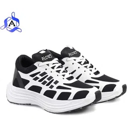 Men's Black & White Mesh Sports Sneakers Sneakers For Unisex