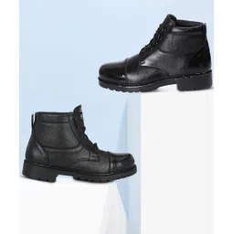 Mens Black Dms Boots For Men+Free Indian Army Green Socks Boots For Men