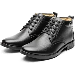 Men's Black Leather Ankle Boots, Lace-Up Dress Shoes, Formal Chukka Style