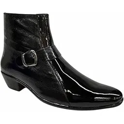 Men's Black Patent Leather Boots