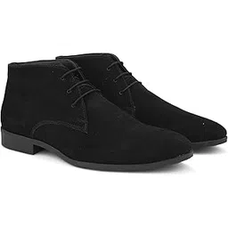 Men's Boots With High Top Lace Up Chukka Boot | Lightweight TPR Sole With Synthetic Leather | Comfortable Shoes for Office, Outings, Travel and Daily Use - 10 (Black) SFL 11786