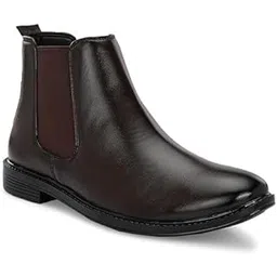 Men’s Brown Leather Chelsea Boots – Stylish Slip-On Ankle Boots with Elastic Side Panel & Durable Rubber Sole