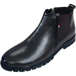 Men’s Brown Leather Chelsea Boots – Stylish Slip-On Ankle Boots with Elastic Side Panel & Durable Rubber Sole