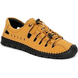Men's Casual Breathable Lace-up Sandals, Black, Comfort Walking Shoes