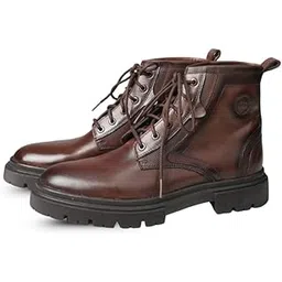 Men's Casual Leather Boots | Stylish Lace-Up Design with Cushioned Insole | Durable, Comfortable & Trendy