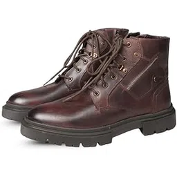 Men's Casual Leather Boots | Stylish Lace-Up Design with Cushioned Insole | Durable, Comfortable & Trendy