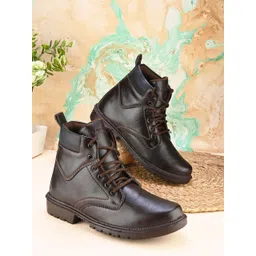 Men's Casual Outdoor High Top Lace Up Boots, Comfortable Hiking and Trekking Boots For Men