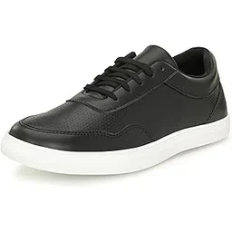 Men's Casual Shoes Fashion Lace Up Non-Slip Flats Trendy Stylish All Day Comfortable Lightweight Sneakers with Extra Comfort on Heel Black Casual Shoe for Mens (6314)