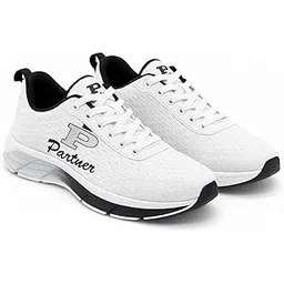 Men's Casual White Sneakers, Lightweight Mesh Lace-up Shoes