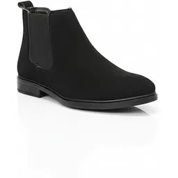 Men's Chelsea Boots, Black Synthetic Suede, High Ankle Slip On, Lightweight Anti-Skid