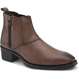 Men's Chelsea Zipper/Chain Boots | High Ankle Boot| Formal, Office & Casual Wear Shoes | Soft Cushioned Insole, Slip-Resistance, Dynamic Feet Support, Arch Support & Shock Absorption