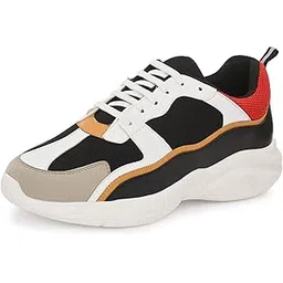 Mens Chunky Sneakers for Men | Stylish Mesh Design | Lightweight & Comfortable |Casual Outfits for Boys |All-Day Style – Collar Cushion Sneakers for Men| Durable Footwear (Dynamo)