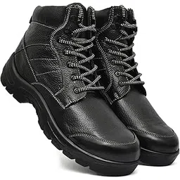 Men’s Classic Black Snow Boots Full-Grain Leather Fur Lined Lace-Up