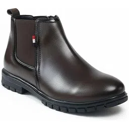 Men’s Classic Brown Leather Chelsea Boots – Elegant Slip-On Ankle Boots with Elastic Gusset, Cushioned Insole & Non-Slip Rubber Outsole