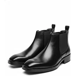 Men's Classic Chelsea Boots, AF Leather, High Heel Ankle Boots with Elastic Side Panels. Most Demanding