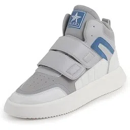 Men's Colorblocked High Top Hook and Loop Adjustable Fasteners Adjustable Classic Sneakers|Memory Cushion Insole|Street Fashion Hi-Top Sneakers