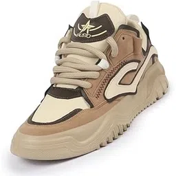 Men's Colorblocked Mid Top Chunky Lace Up Sneaker Shoes|Feather Lite Casual Shoes|Mid Ankle Sneaker Shoes