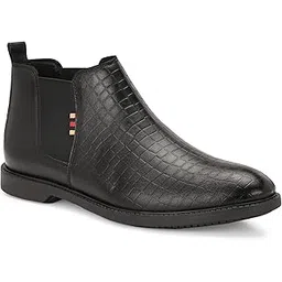 Mens COWBOY Boots with CROC design in Black and Welted Chelsea in Tan